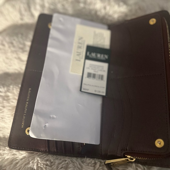 Lauren Ralph Lauren Dark Brown Wallet with Gold Accents - Picture 2 of 4